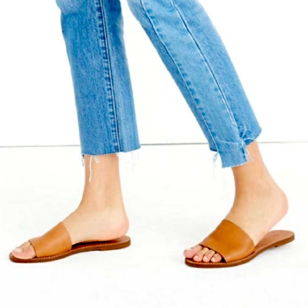 Madewell The Boardwalk Post Slide Sandal Leather 8.5